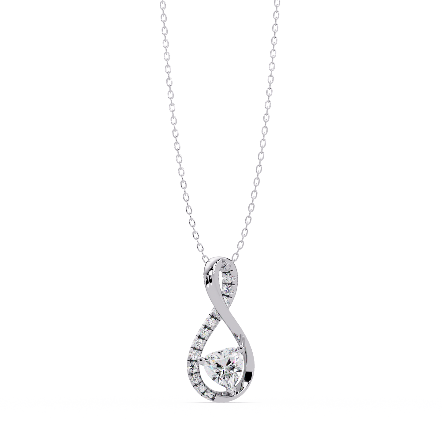 Heart Shape Lab Grown Diamond Twist Drop Pendant - HIGHCARAT DIAMONDS