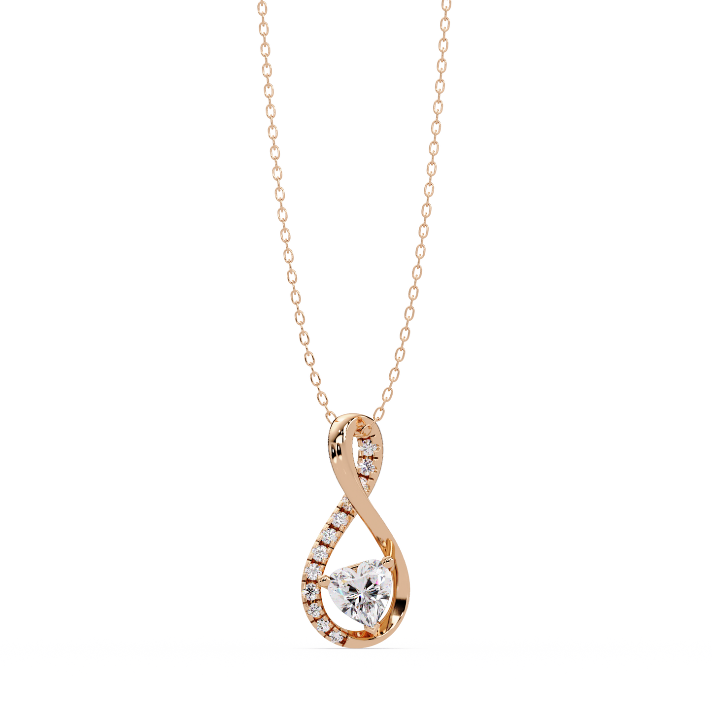 Heart Shape Lab Grown Diamond Twist Drop Pendant - HIGHCARAT DIAMONDS