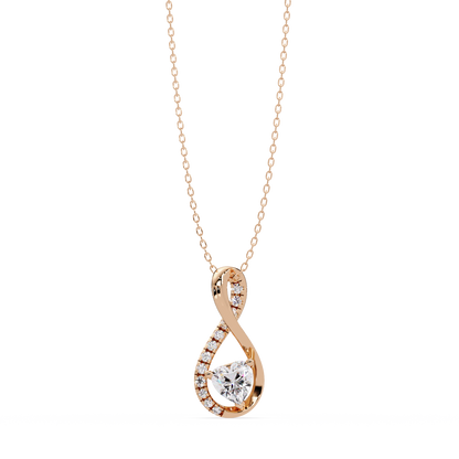 Heart Shape Lab Grown Diamond Twist Drop Pendant - HIGHCARAT DIAMONDS
