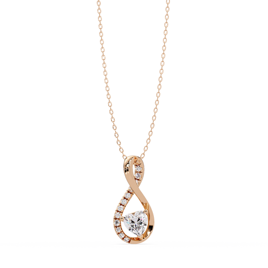 Heart Shape Lab Grown Diamond Twist Drop Pendant - HIGHCARAT DIAMONDS