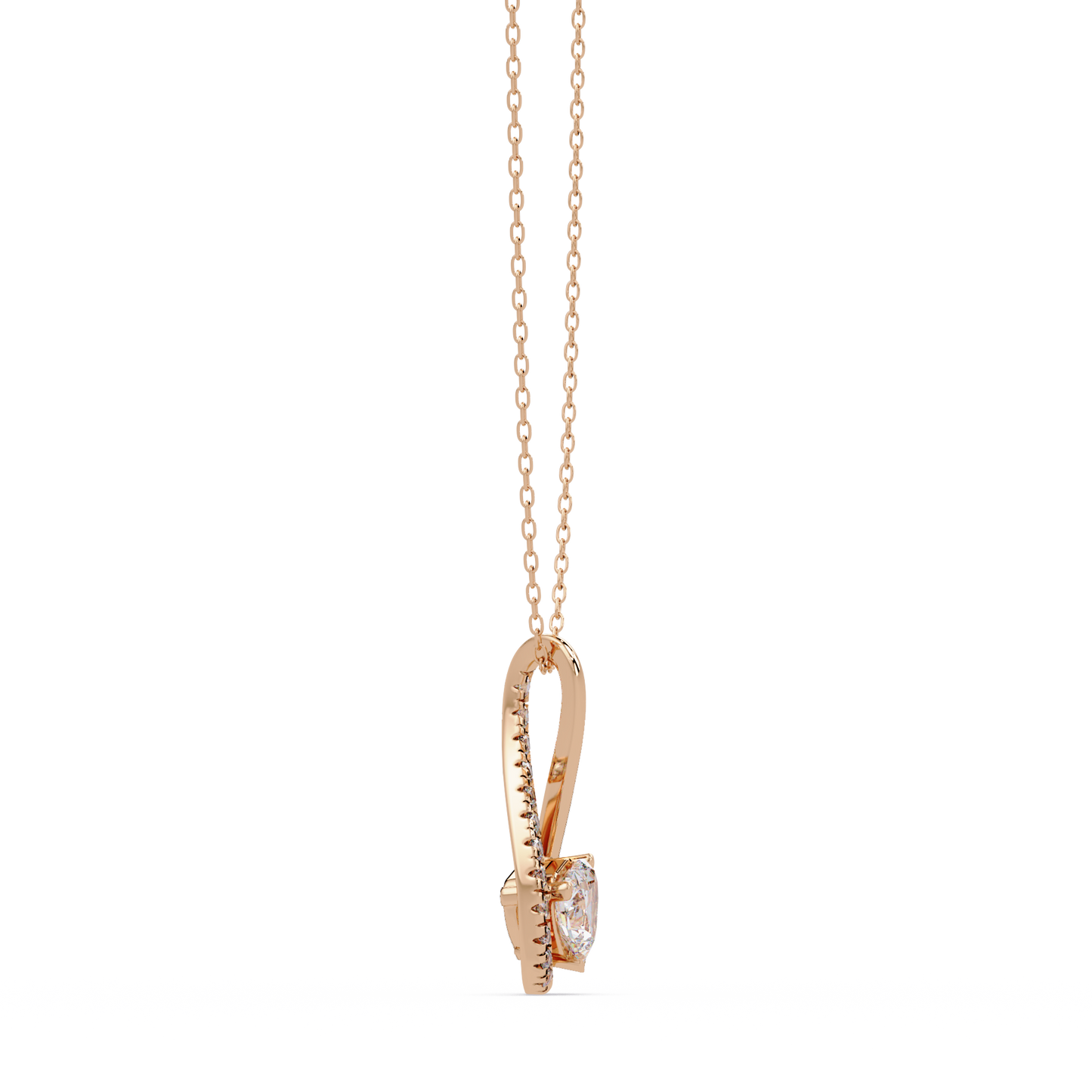 Heart Shape Lab Grown Diamond Twist Drop Pendant - HIGHCARAT DIAMONDS