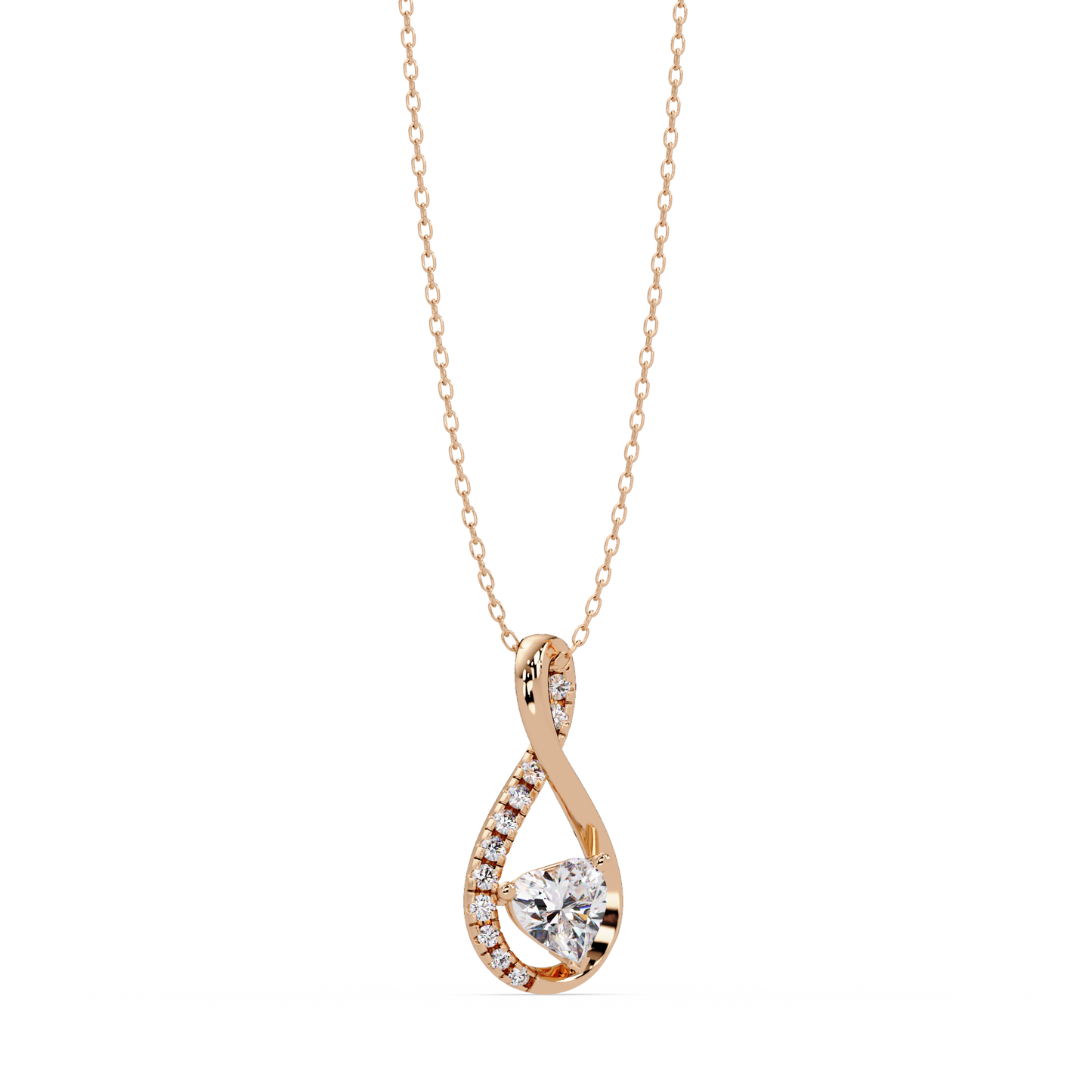 Heart Shape Lab Grown Diamond Twist Drop Pendant - HIGHCARAT DIAMONDS