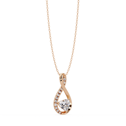 Heart Shape Lab Grown Diamond Twist Drop Pendant - HIGHCARAT DIAMONDS