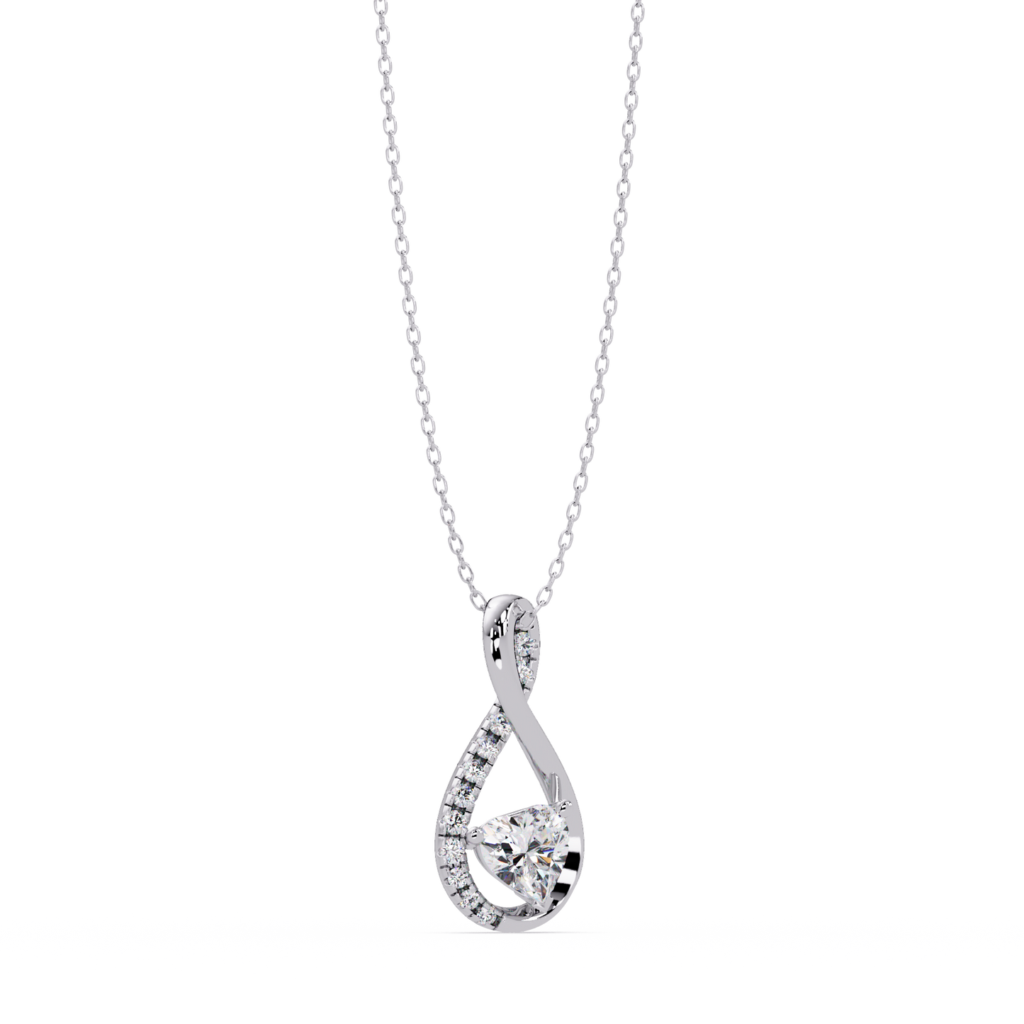 Heart Shape Lab Grown Diamond Twist Drop Pendant - HIGHCARAT DIAMONDS