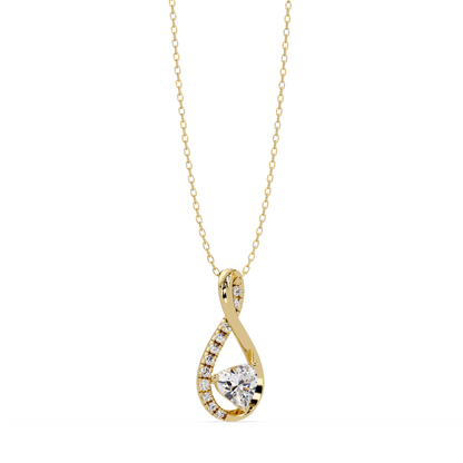 Heart Shape Lab Grown Diamond Twist Drop Pendant - HIGHCARAT DIAMONDS