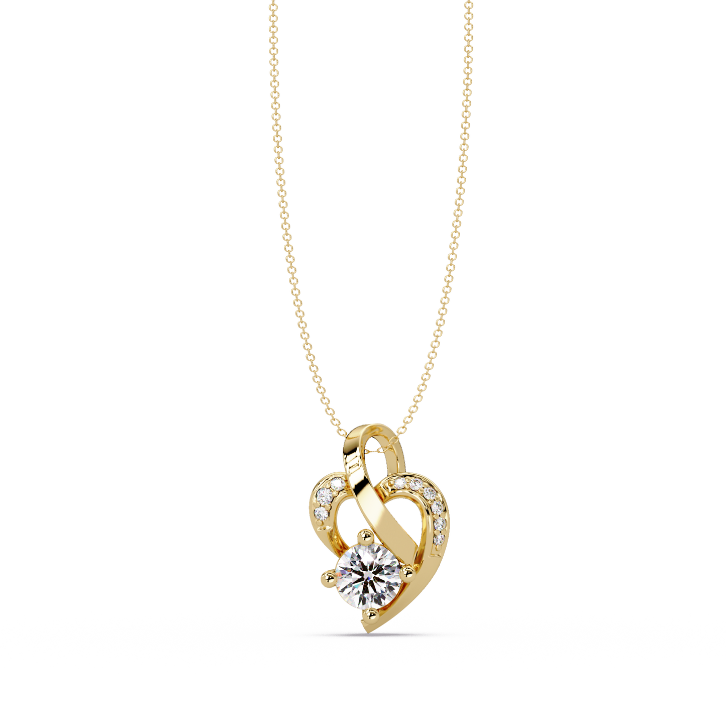 Heart Shape Lab Grown Diamond Twist Pendant - HIGHCARAT DIAMONDS
