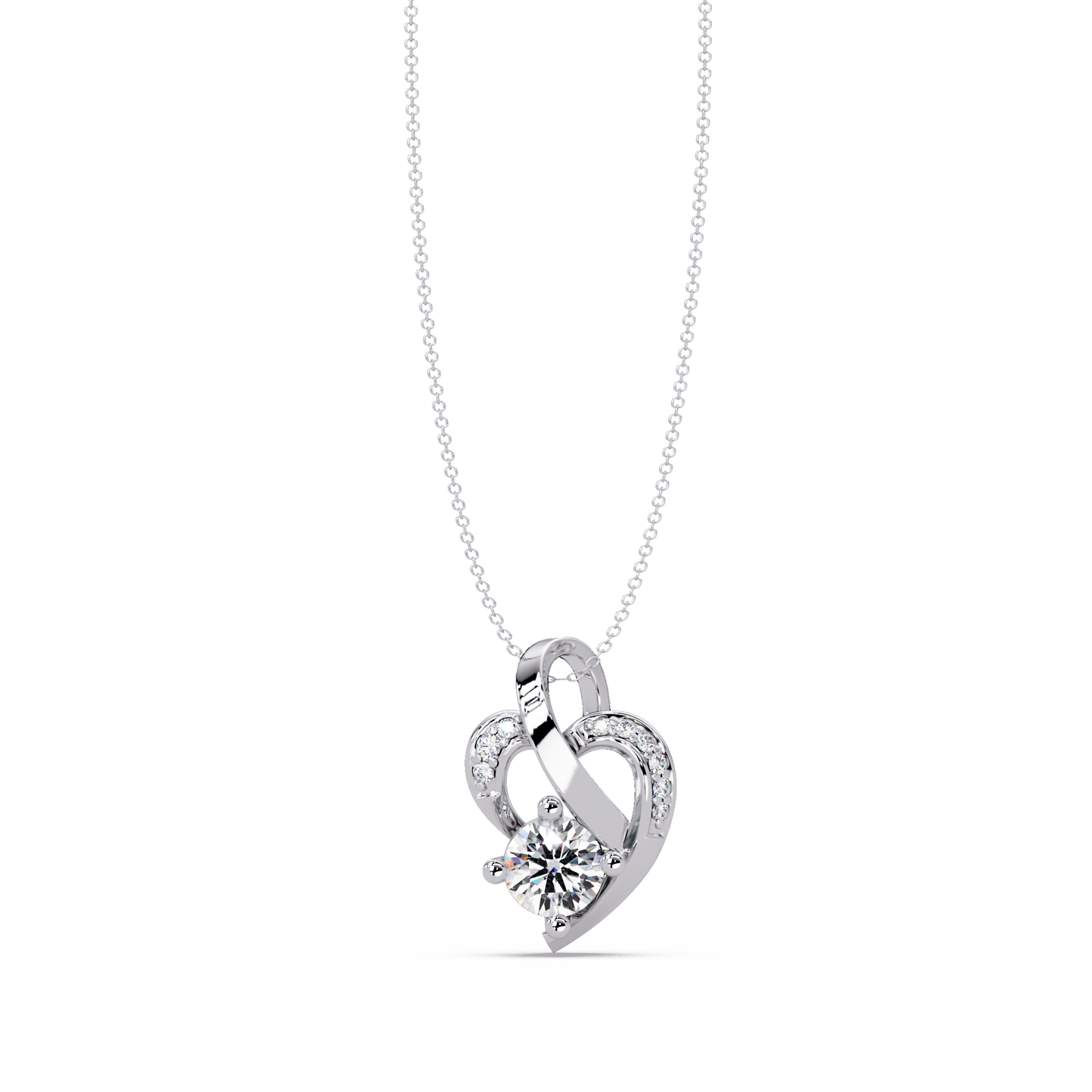 Heart Shape Lab Grown Diamond Twist Pendant - HIGHCARAT DIAMONDS