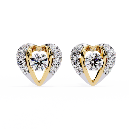 Heart Shape Round Cut Top Grade Diamond Vintage Delicate Antique Handmade Screw Back Stud Earring For Women's - HIGHCARAT DIAMONDS