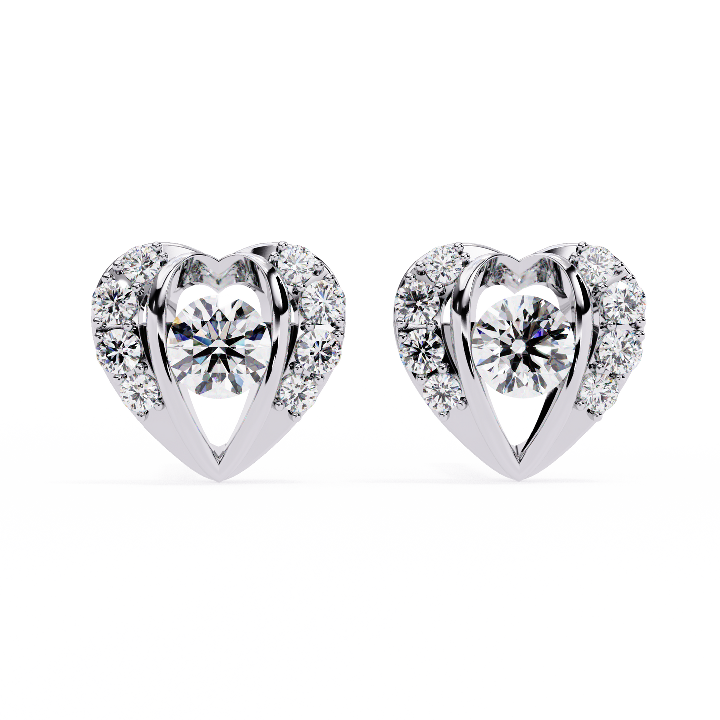 Heart Shape Round Cut Top Grade Diamond Vintage Delicate Antique Handmade Screw Back Stud Earring For Women's - HIGHCARAT DIAMONDS