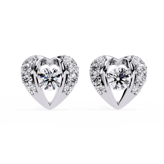 Heart Shape Round Cut Top Grade Diamond Vintage Delicate Antique Handmade Screw Back Stud Earring For Women's - HIGHCARAT DIAMONDS