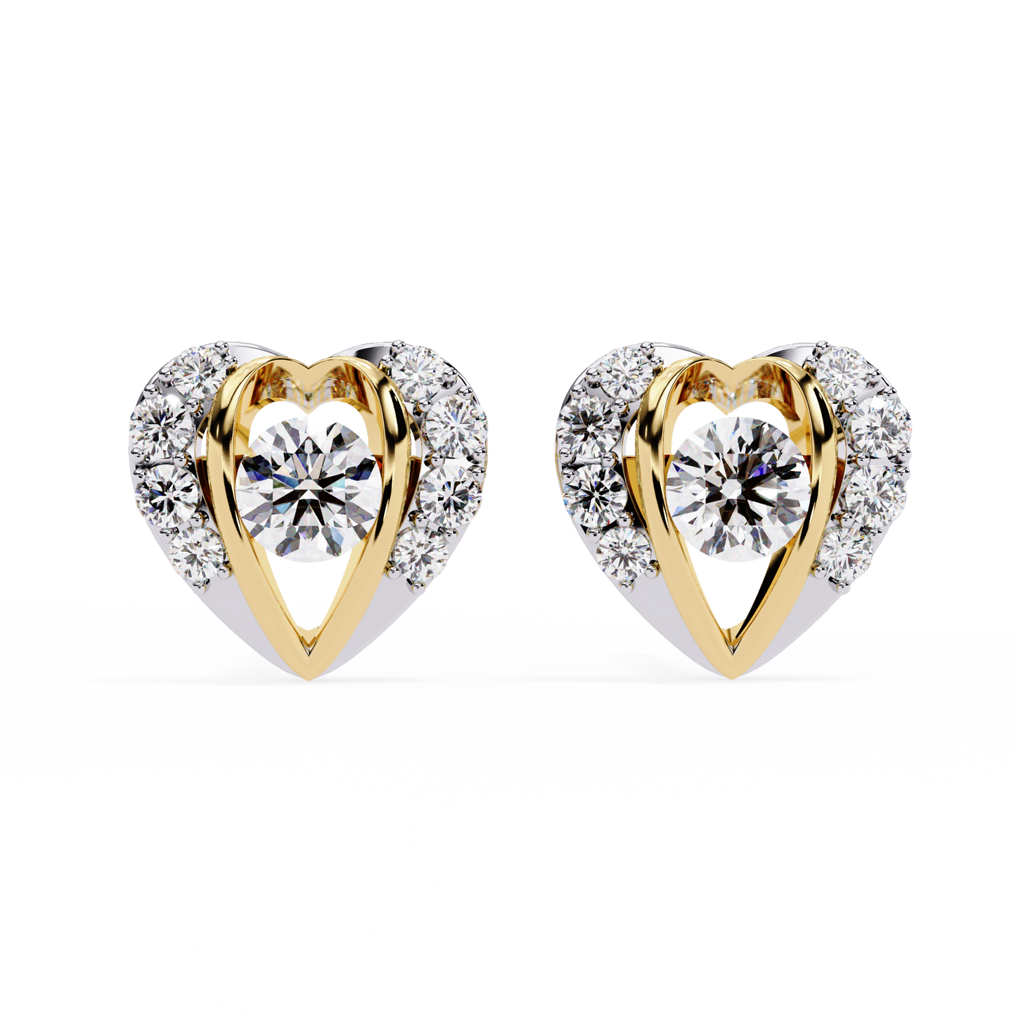 Heart Shape Round Cut Top Grade Diamond Vintage Delicate Antique Handmade Screw Back Stud Earring For Women's - HIGHCARAT DIAMONDS