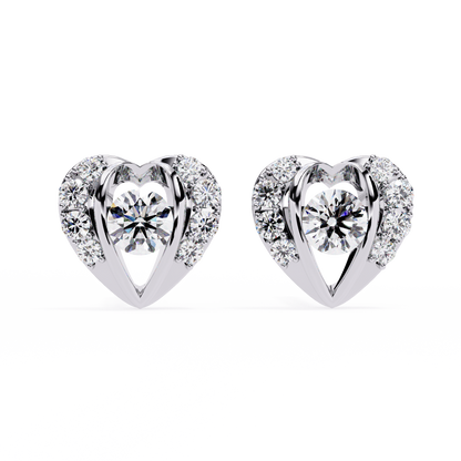 Heart Shape Round Cut Top Grade Diamond Vintage Delicate Antique Handmade Screw Back Stud Earring For Women's - HIGHCARAT DIAMONDS