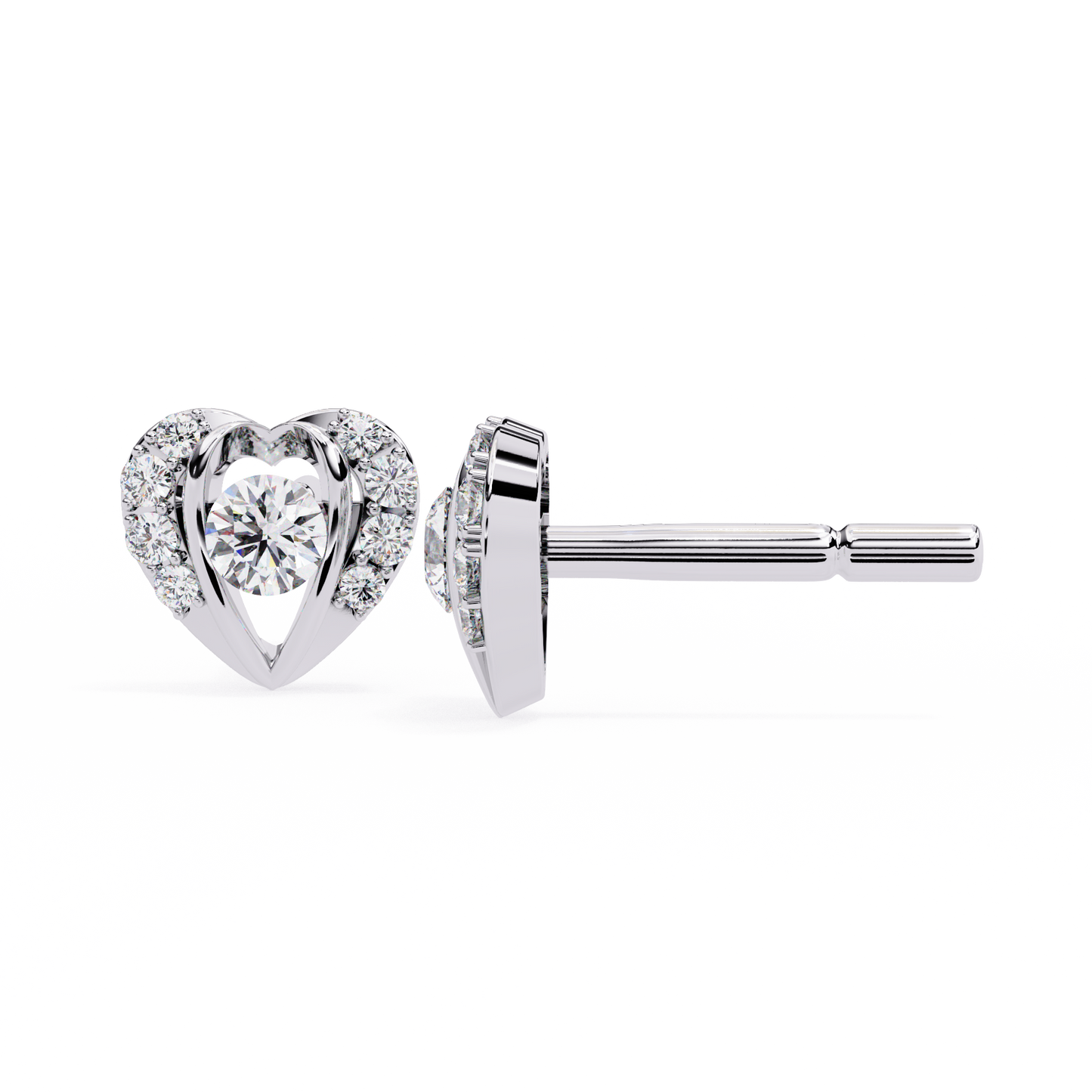 Heart Shape Round Cut Top Grade Diamond Vintage Delicate Antique Handmade Screw Back Stud Earring For Women's - HIGHCARAT DIAMONDS