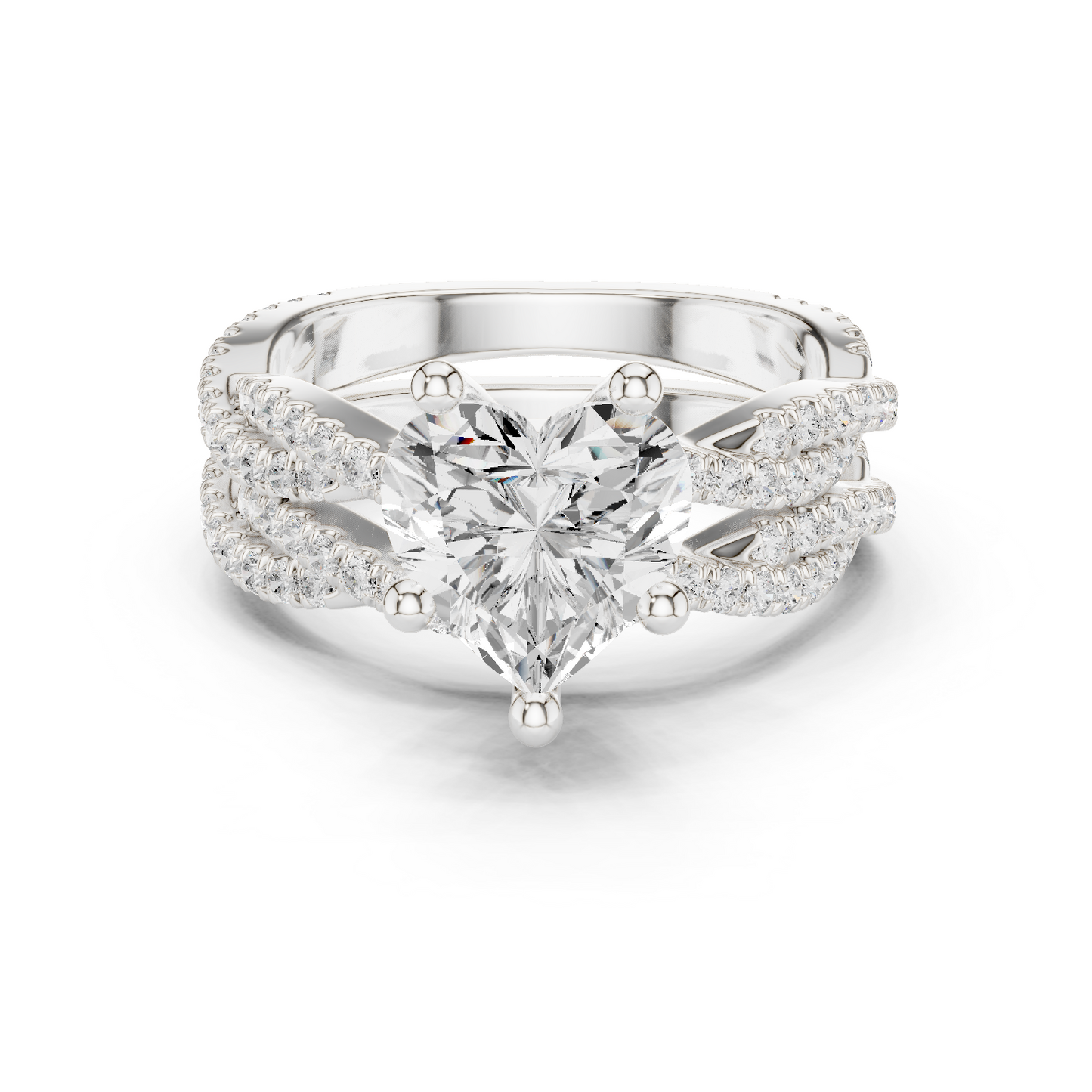 14 KT Solid White Gold Engagement Ring With Heart Cut Labgrown Diamond Perfect Gift For Valentine day - HIGHCARAT DIAMONDS