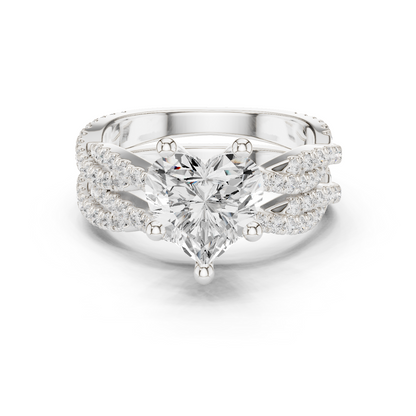 14 KT Solid White Gold Engagement Ring With Heart Cut Labgrown Diamond Perfect Gift For Valentine day - HIGHCARAT DIAMONDS