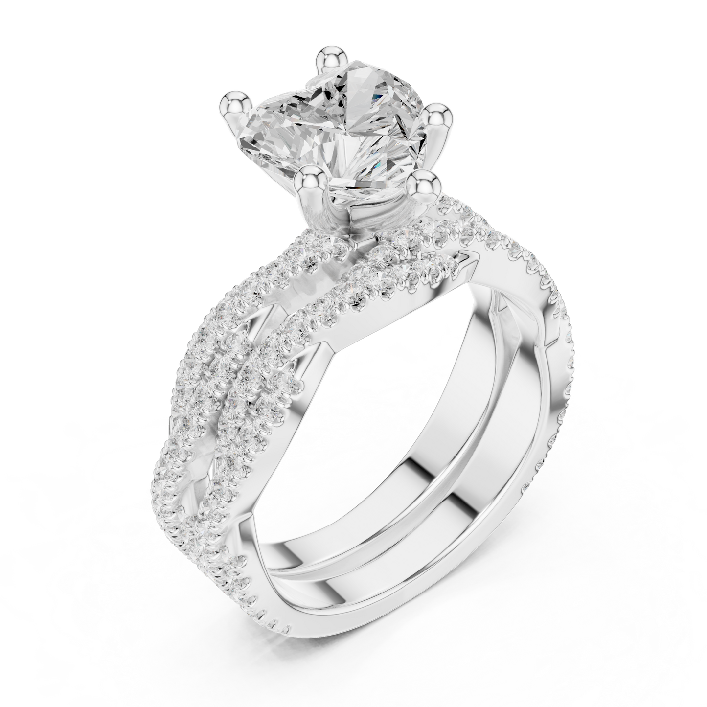 14 KT Solid White Gold Engagement Ring With Heart Cut Labgrown Diamond Perfect Gift For Valentine day - HIGHCARAT DIAMONDS