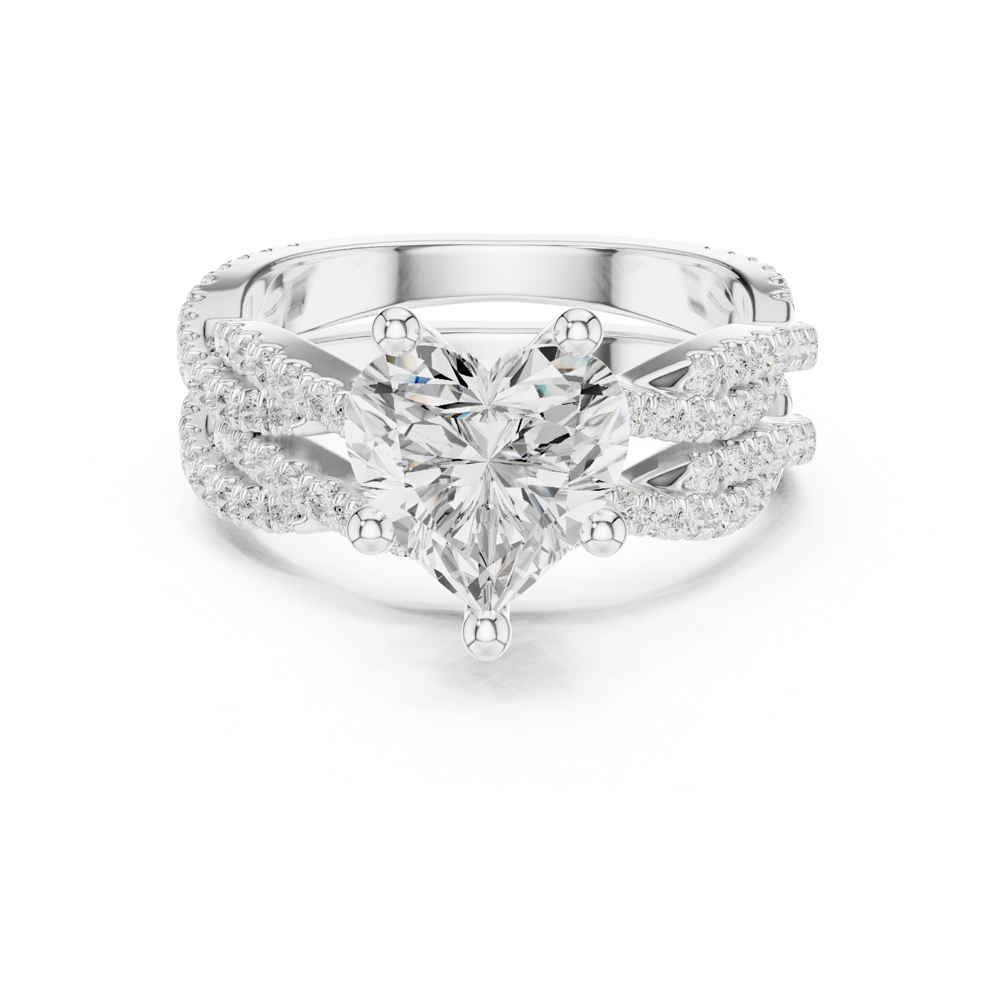 14 KT Solid White Gold Engagement Ring With Heart Cut Labgrown Diamond Perfect Gift For Valentine day - HIGHCARAT DIAMONDS