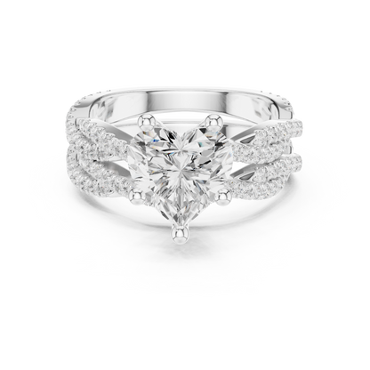14 KT Solid White Gold Engagement Ring With Heart Cut Labgrown Diamond Perfect Gift For Valentine day - HIGHCARAT DIAMONDS