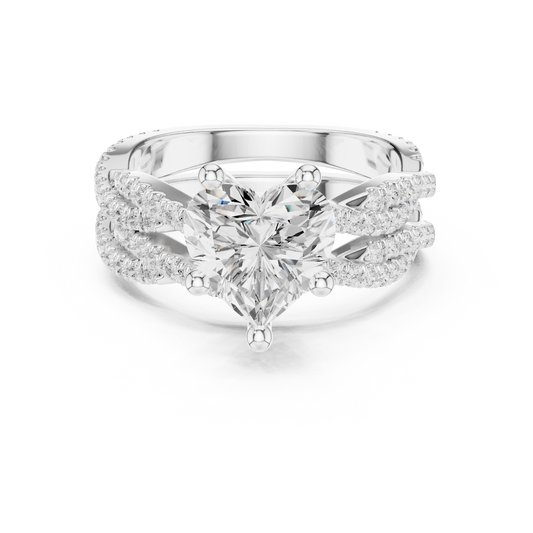 14 KT Solid White Gold Engagement Ring With Heart Cut Labgrown Diamond Perfect Gift For Valentine day - HIGHCARAT DIAMONDS
