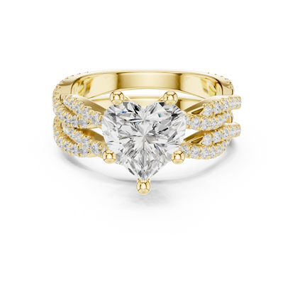 14 KT Solid White Gold Engagement Ring With Heart Cut Labgrown Diamond Perfect Gift For Valentine day - HIGHCARAT DIAMONDS