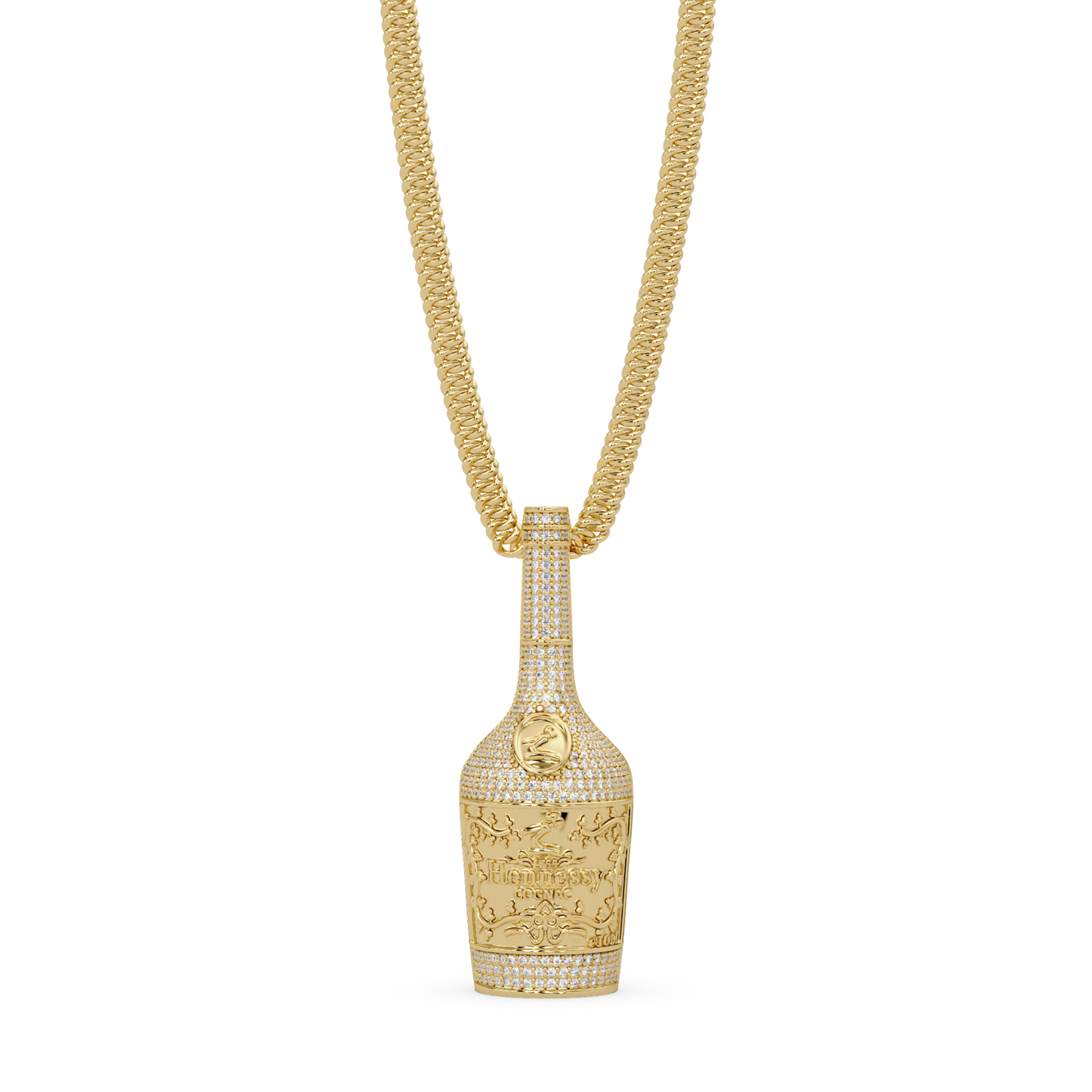 Hennessy Bottle Lab Grown Diamond Pendant Chain - HIGHCARAT DIAMONDS
