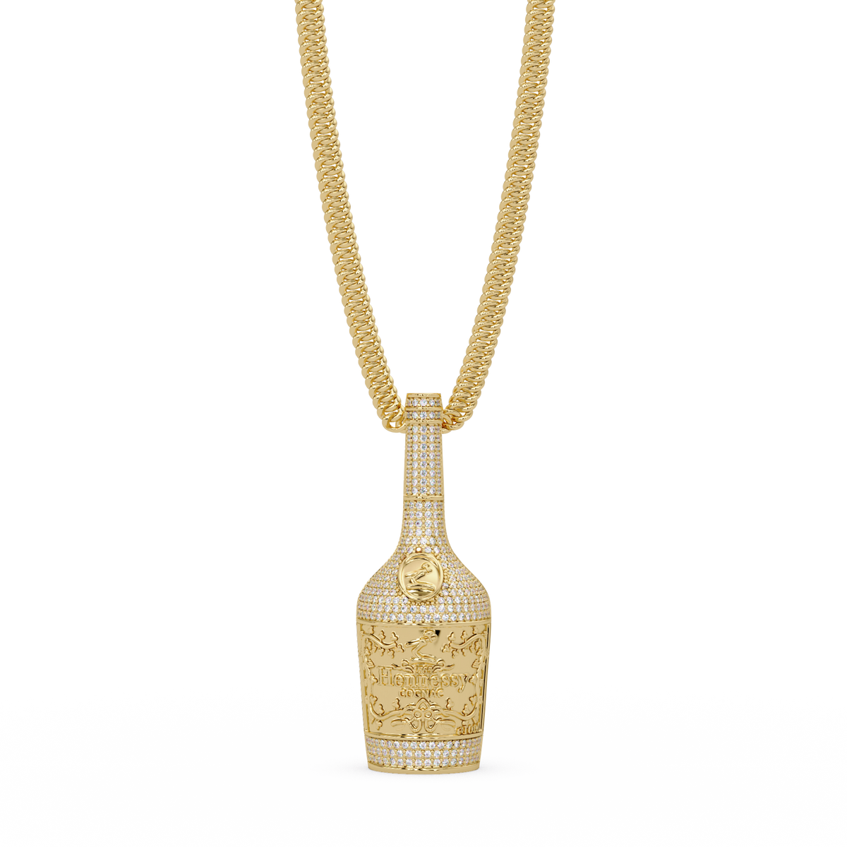 Hennessy Bottle Lab Grown Diamond Pendant Chain - HIGHCARAT DIAMONDS