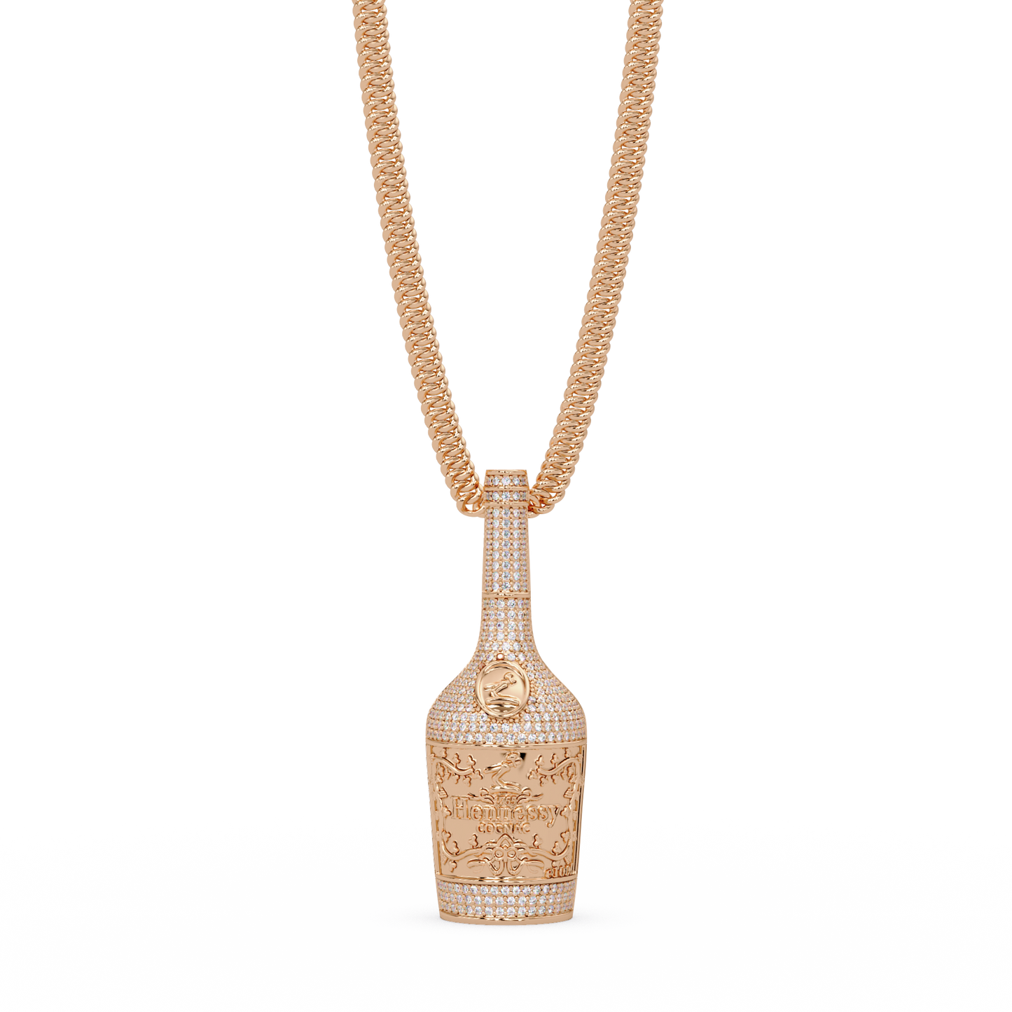 Hennessy Bottle Lab Grown Diamond Pendant Chain - HIGHCARAT DIAMONDS
