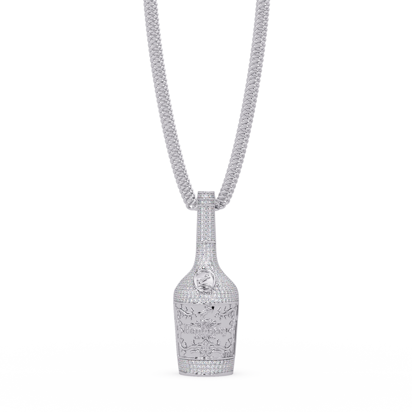 Hennessy Bottle Lab Grown Diamond Pendant Chain - HIGHCARAT DIAMONDS