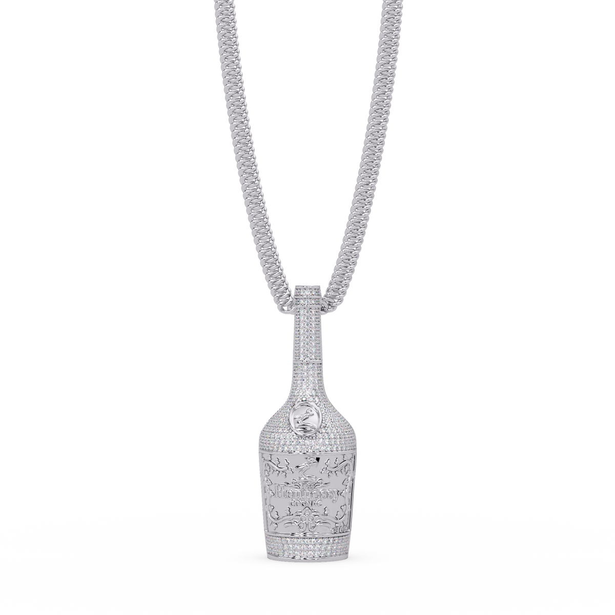 Hennessy Bottle Lab Grown Diamond Pendant Chain - HIGHCARAT DIAMONDS