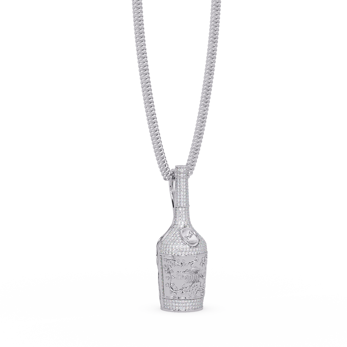 Hennessy Bottle Lab Grown Diamond Pendant Chain - HIGHCARAT DIAMONDS