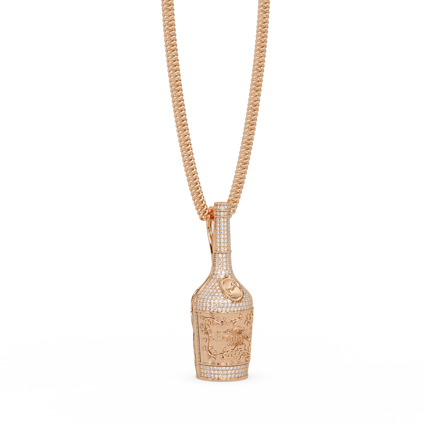 Hennessy Bottle Lab Grown Diamond Pendant Chain - HIGHCARAT DIAMONDS