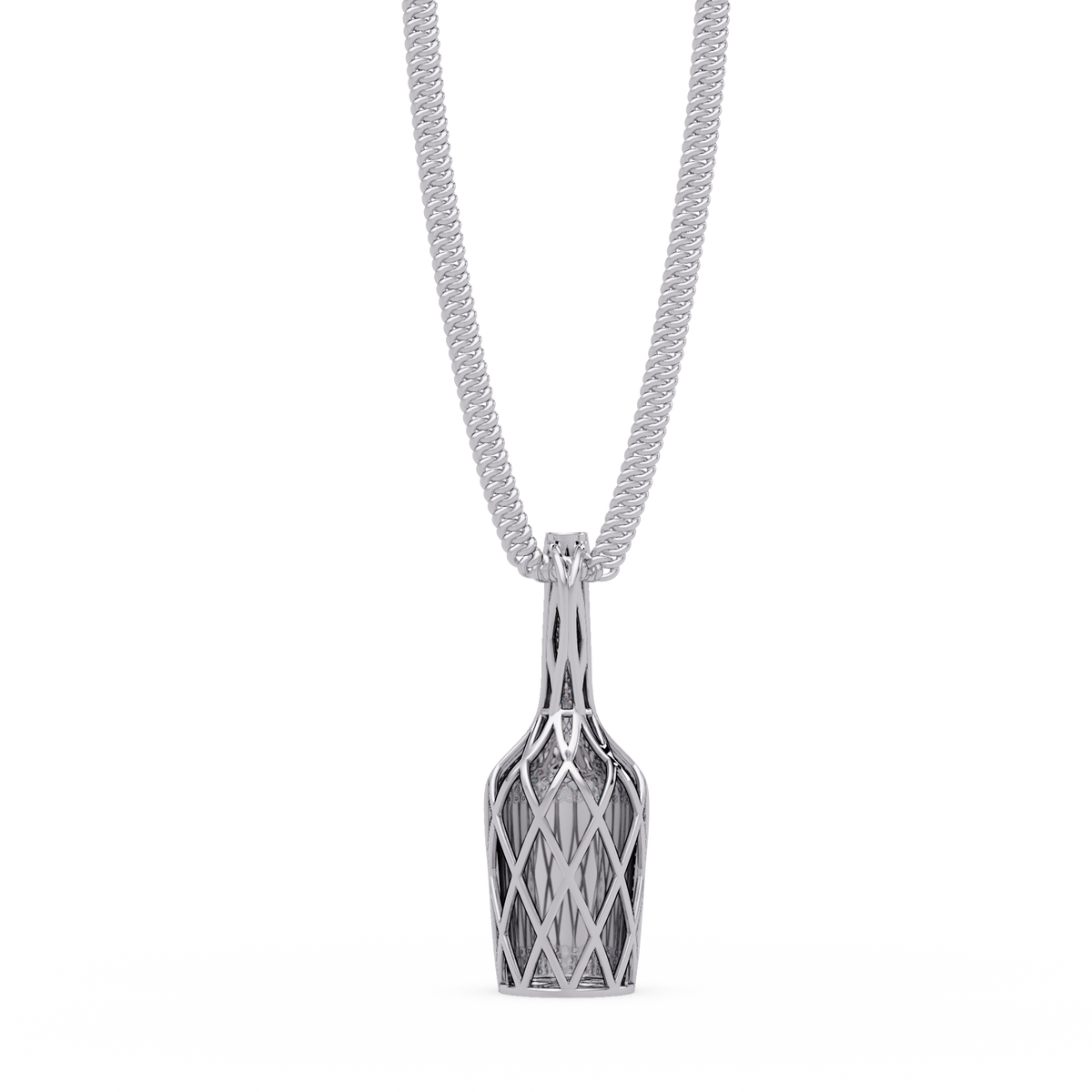Hennessy Bottle Lab Grown Diamond Pendant Chain - HIGHCARAT DIAMONDS