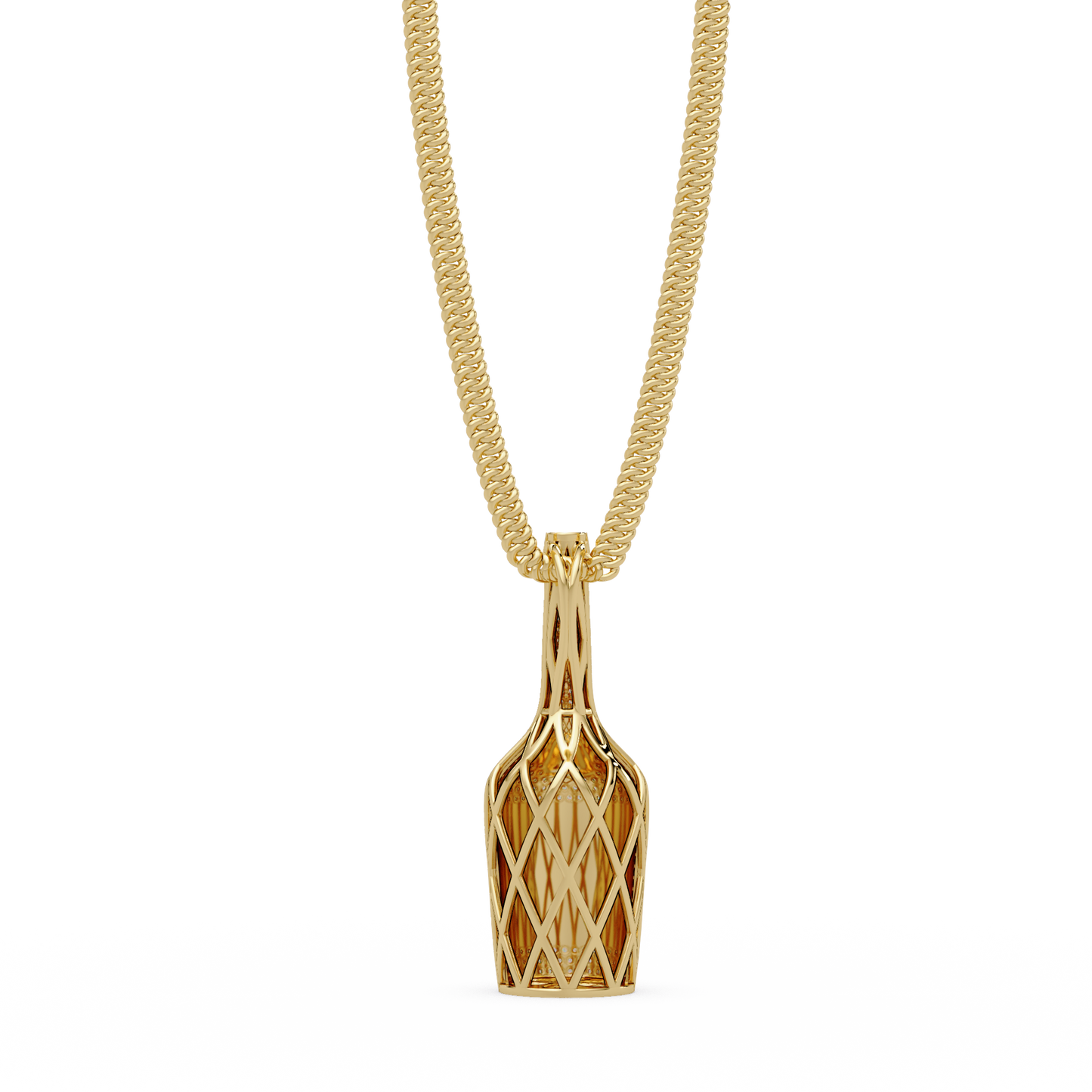 Hennessy Bottle Lab Grown Diamond Pendant Chain - HIGHCARAT DIAMONDS