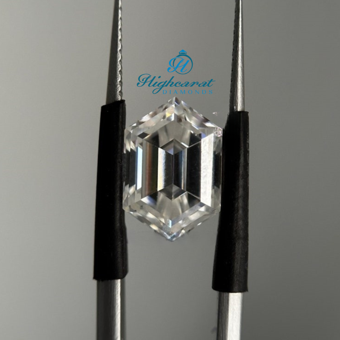 Elegant elongated hexagon diamond with architectural styling and sophisticated brilliance