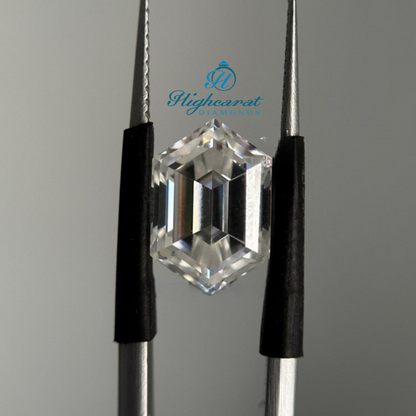 Elegant elongated hexagon diamond with architectural styling and sophisticated brilliance