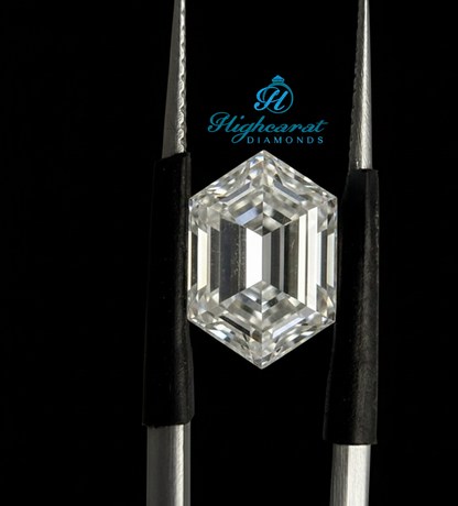 Elongated hexagon cut lab grown diamond featuring sleek geometry and exceptional brilliance