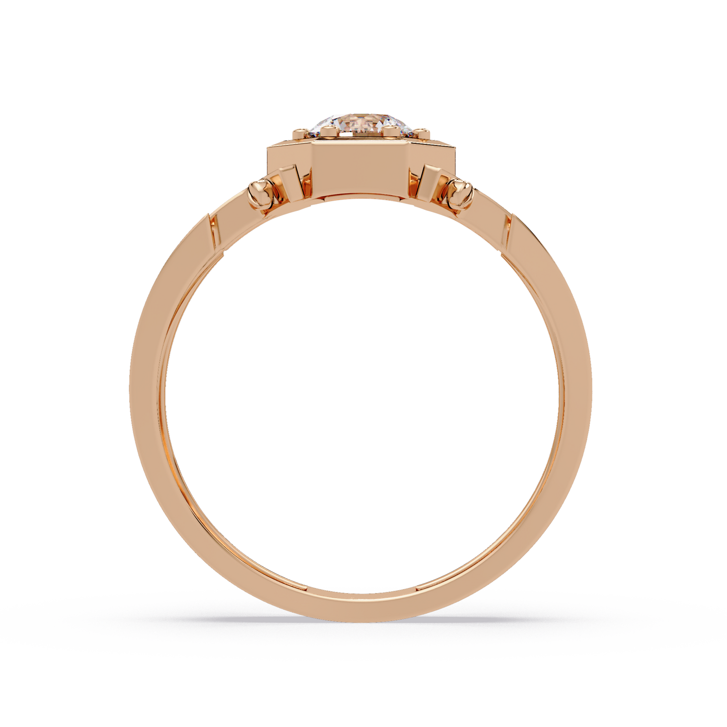 Hexagon Frame Round Cut Lab Grown Diamond Ring - HIGHCARAT DIAMONDS