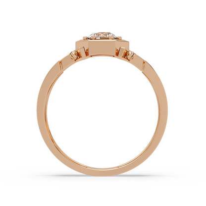 Hexagon Frame Round Cut Lab Grown Diamond Ring - HIGHCARAT DIAMONDS