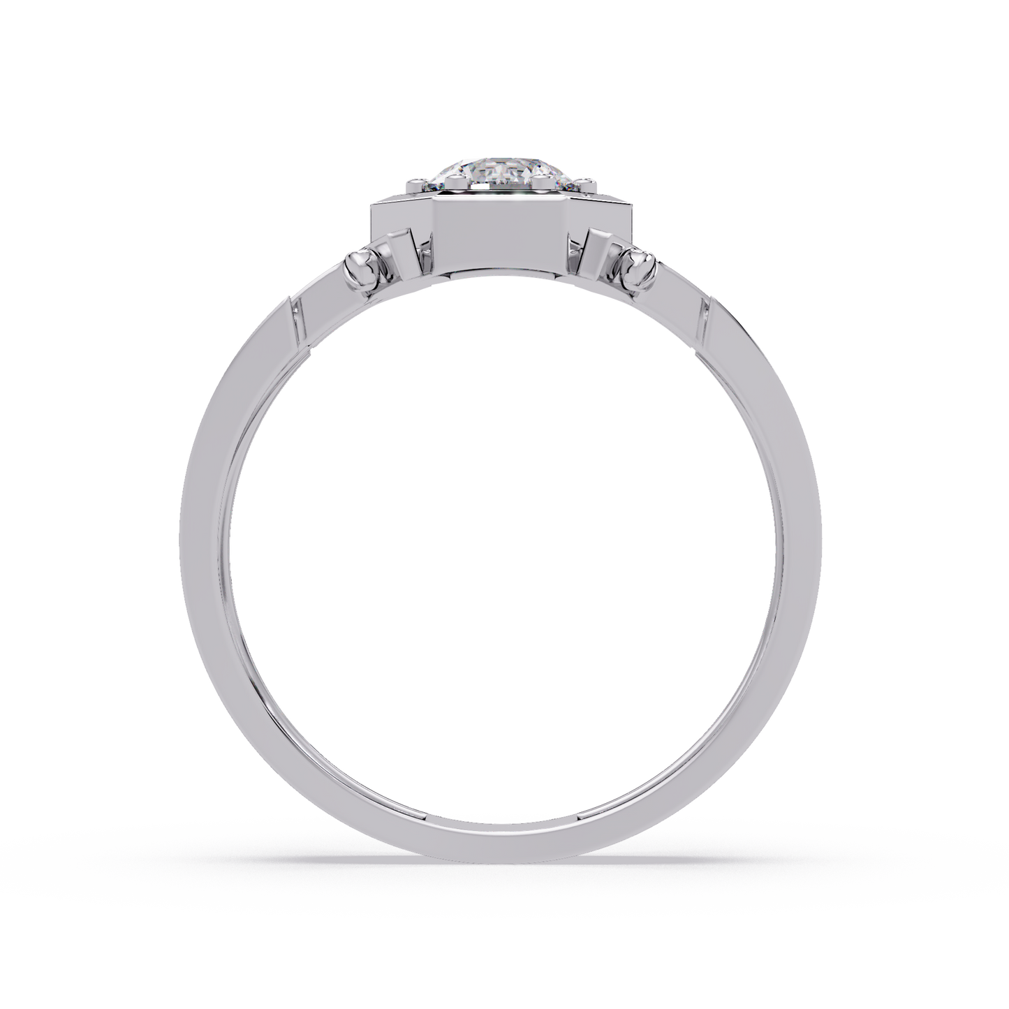 Hexagon Frame Round Cut Lab Grown Diamond Ring - HIGHCARAT DIAMONDS
