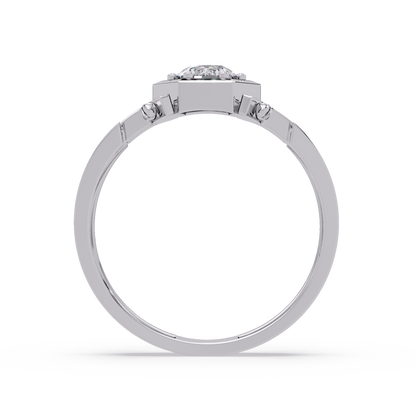 Hexagon Frame Round Cut Lab Grown Diamond Ring - HIGHCARAT DIAMONDS