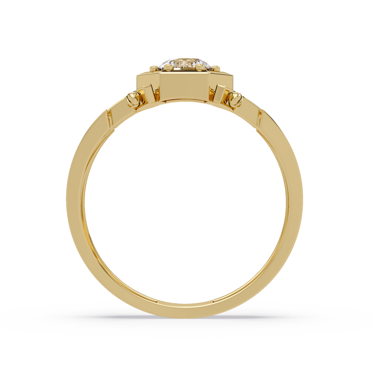 Hexagon Frame Round Cut Lab Grown Diamond Ring - HIGHCARAT DIAMONDS