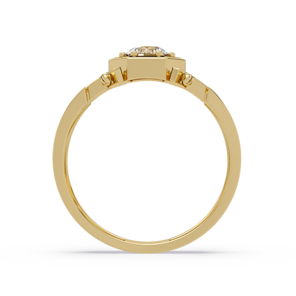 Hexagon Frame Round Cut Lab Grown Diamond Ring - HIGHCARAT DIAMONDS