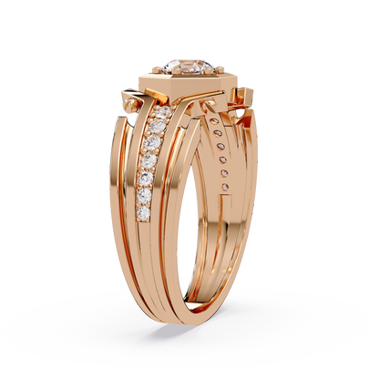 Hexagon Frame Round Cut Lab Grown Diamond Ring - HIGHCARAT DIAMONDS