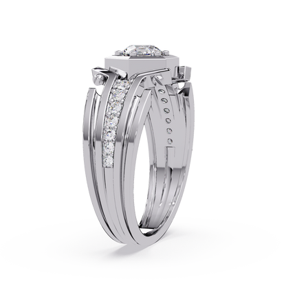 Hexagon Frame Round Cut Lab Grown Diamond Ring - HIGHCARAT DIAMONDS