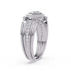 Hexagon Frame Round Cut Lab Grown Diamond Ring - HIGHCARAT DIAMONDS