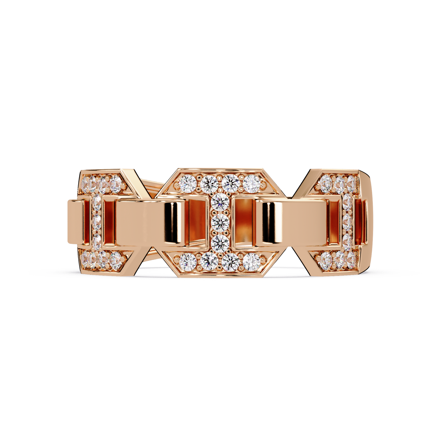 Hexagon Link Lab Grown Diamond Statement Ring - HIGHCARAT DIAMONDS