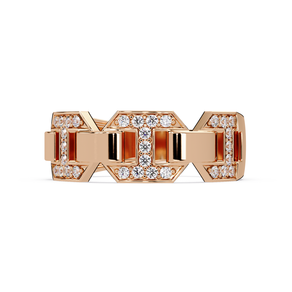 Hexagon Link Lab Grown Diamond Statement Ring - HIGHCARAT DIAMONDS