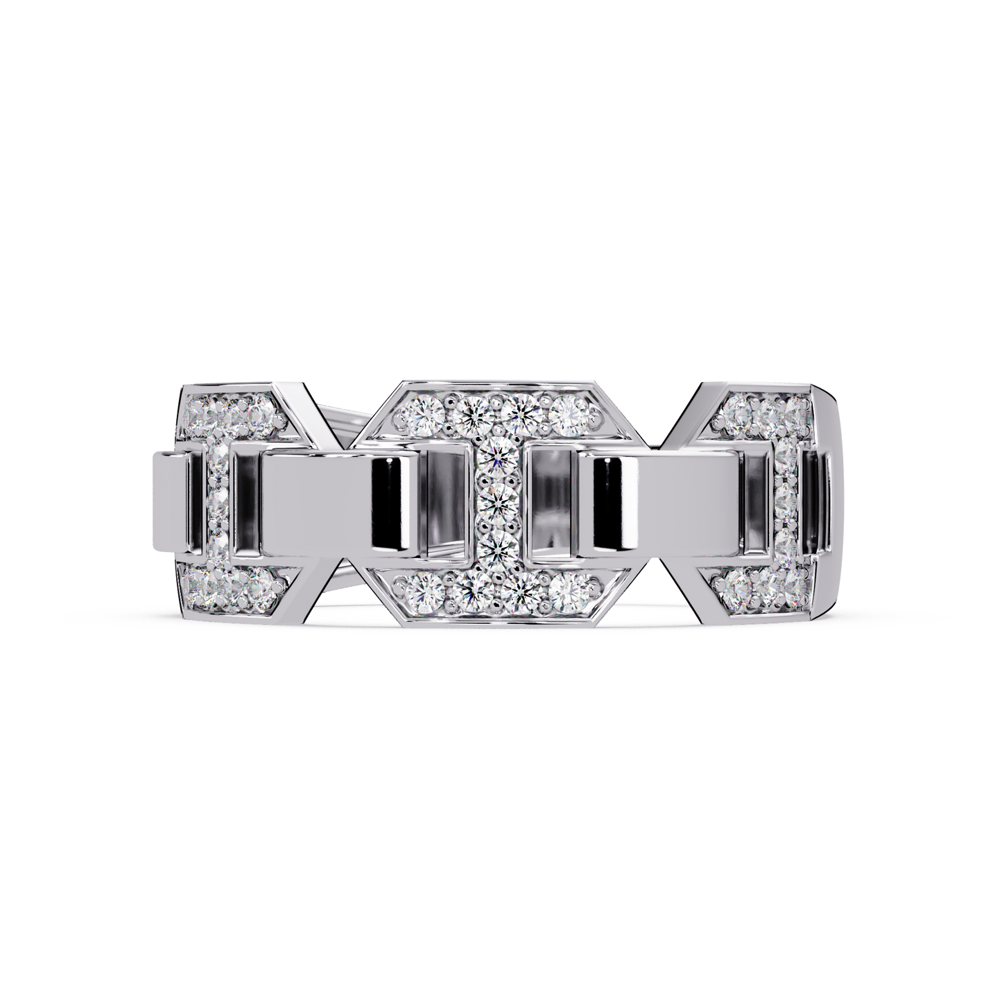 Hexagon Link Lab Grown Diamond Statement Ring - HIGHCARAT DIAMONDS