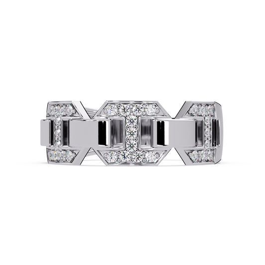 Hexagon Link Lab Grown Diamond Statement Ring - HIGHCARAT DIAMONDS