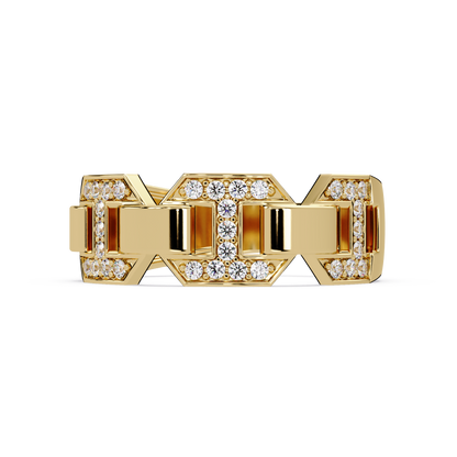 Hexagon Link Lab Grown Diamond Statement Ring - HIGHCARAT DIAMONDS